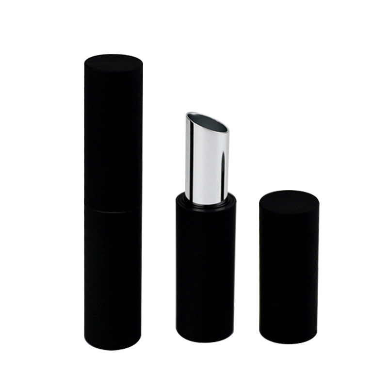 厂家现货口红管 喷涂质感圆形磁吸套铝斜口旋转口红管